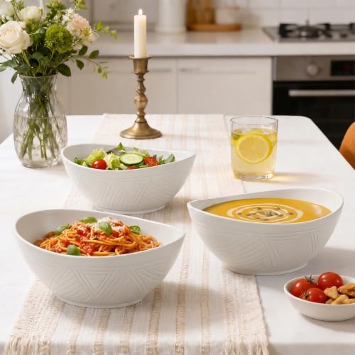 65 OZ Big Bowl Set - Unbreakable Salad Bowls Set of 4 (White)