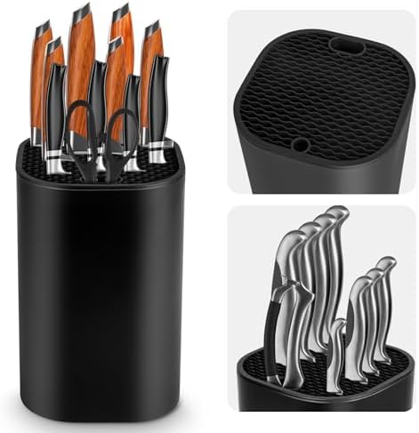 Ninonly Knife Block Without Knives, 2 in 1 Detachable Kitchen Knife Holder