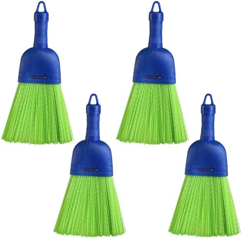 Domensi 4 Pcs Whisk Broom Poly Fiber Hand Brush with Hang Hole Car Cleaning