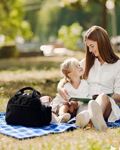 Lunch Box Lunch Bag Insulated Lunchbox Cute Reusable Lunch Tote bags for School Work Picnic for Kids Girls Women (Black)