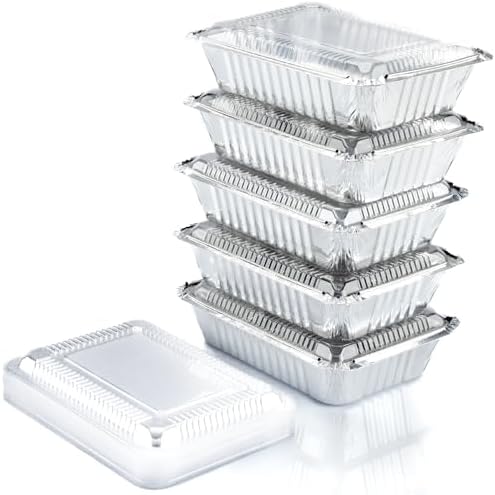 (55 Count) 2.25LB Aluminum Containers with Lids (8.5"x6") - Disposable Foil Container for Takeout, Baking, Freezing, Food Storage - Aluminum Pans with Lids, To Go Containers