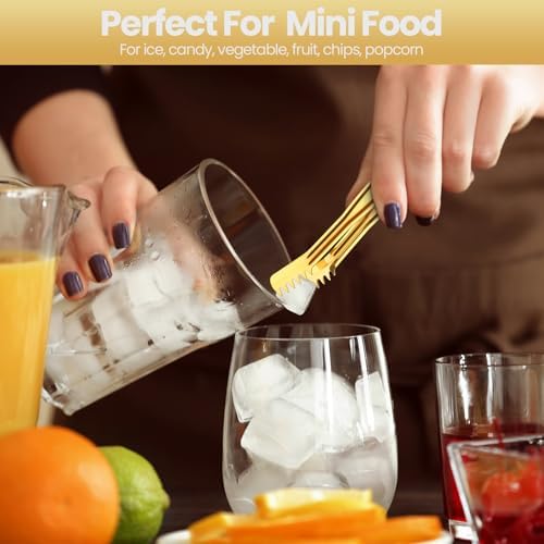 CHENGU 12 Pack Stainless Steel Kitchen Tongs 4/6/6 Inches Food Serving Clip Kitchen Cooking Tongs High Heat Resistant Clips for Cooking Non Stick Grill Salad (Gold, Diversity)