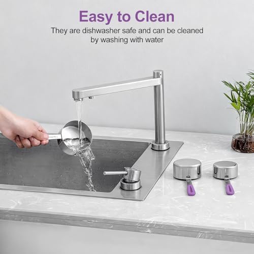 Bopei 10-Pcs Stainless Steel Measuring Cups & Spoons Set, Purple Handles