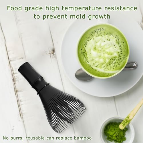 Matcha Whisk, Reusable Resin Matcha Whisk Easy to Clean Stirring Tool for Japanese Matcha Green Tea Ceremony (Black)