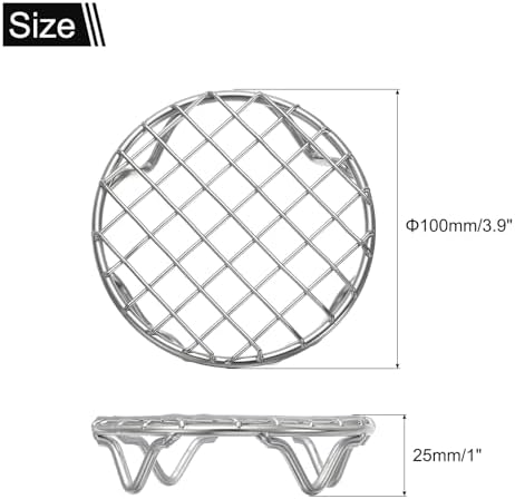 uxcell Round Cooking Rack 3.9 Inch Dia Stainless Steel Wire Cooling Steamer Rack for Baking Canning Cooking Roasting Cooling Grilling Drying, Silver