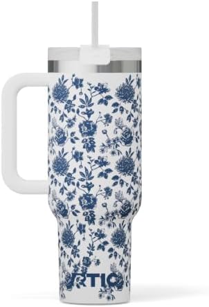 RTIC 40oz Road Trip Tumbler, Insulated, Ceramic Lined, Blue Bouquet