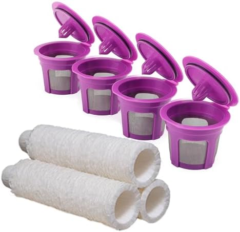 100 Count Disposable Coffee Filters with 4 Pack Reusable K Cup for Keurig 1.0 and 2.0 Coffee Makers