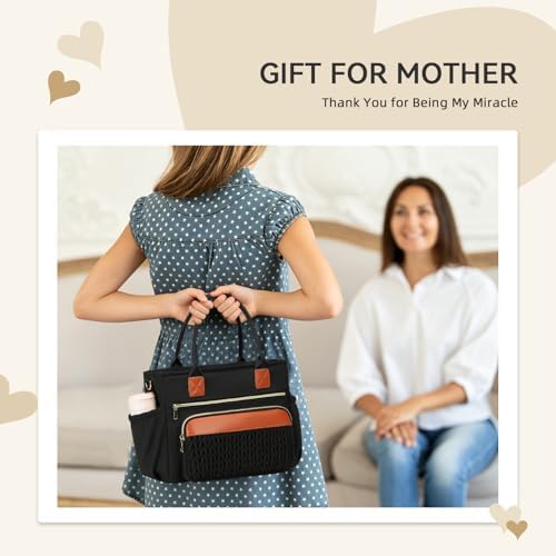 HSHRISH Lunch Box Women Insulated Black Tote Lunch Bag