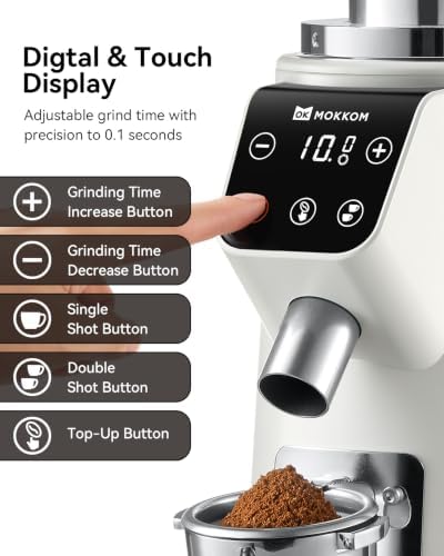 MOKKOM 64mm Flat Burr Coffee Grinder, Espresso Grinder,100 Grind Settings