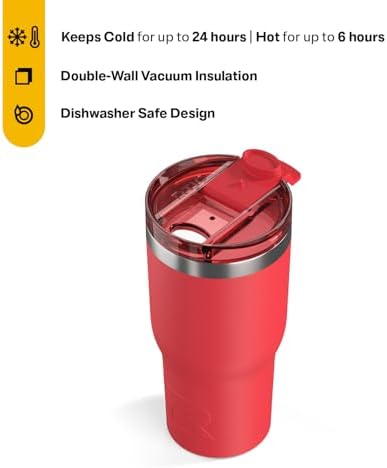 RTIC 20oz Essential Tumbler with Lid, Ceramic Lined, Flag Red