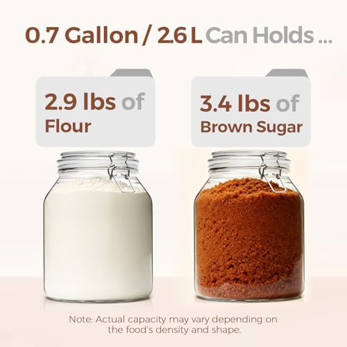 ComSaf Glass Pantry Jars with Airtight Lids 0.7 Gallon 2 Pack Wide Mouth
