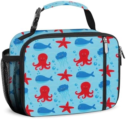 esouler Lunch Box Kids Insulated Lunch Bag for Boys & Girls Durable Children Lunchbox for School with Water Bottle Holder-Octopus