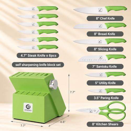 iMarku 14-piece high-carbon stainless steel knife set, dishwasher safe