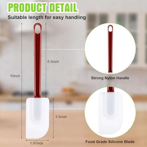 Meekoo 5 Pcs 10 Inch Rubber Spatula High Heat Resistant Silicone Spatula