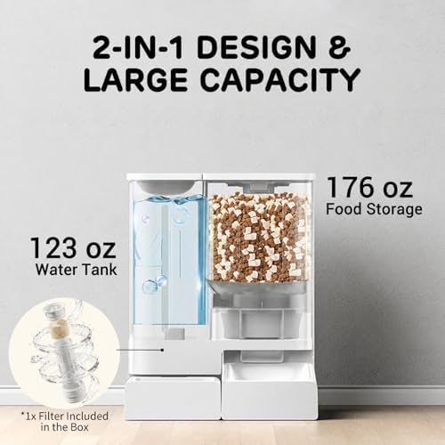 iPettie FW54 5G/2.4GHz WiFi Automatic Feeder and Waterer 2-in-1 Set for Pet
