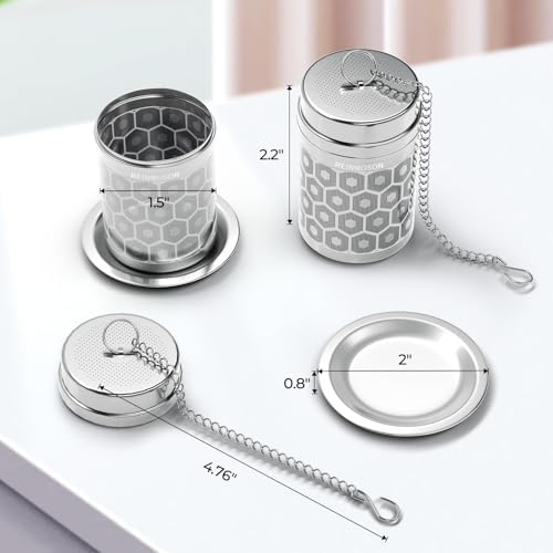 2 Pack Reinmoson 304 Stainless Steel Tea Strainers for Loose Tea 1.5”x2.2”