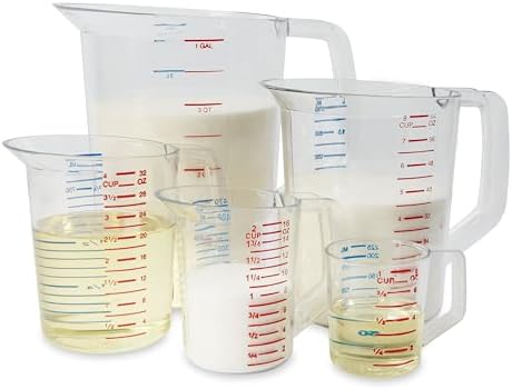Rubbermaid Commercial Products Bouncer Clear Measuring Cup, 16-Cup/4-Quart, Clear, Strong Food Grade, Easy Read for Liquid/Dry Ingredients, for Home/Professional Kitchen