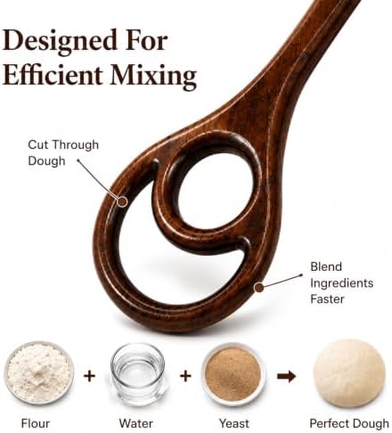 2 Pack Walnut Wooden Danish Dough Whisk for Sourdough Bread Baking