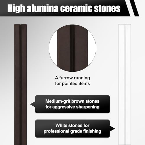 Tri-angle sharpener, Tri Angle System for Pocket Knife, Recurve and Tanto Blades Sharpener, High Alumina Ceramic Stones