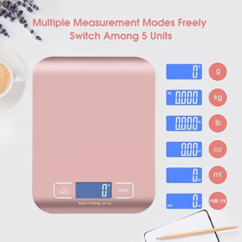 Digital Shipping Scale,Stainless Steel Panel, Accurate Portable Postal Scale for Packages, Small Business,Kitchen, Food, Handmade, Liquids, and Boutique (Rose Gold Rechargeable(10kg/1g))