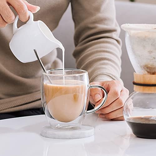 LIBWYS 6 Pack Double Walled Coffee Cups Glasses Mug 12oz Borosilicate Glass