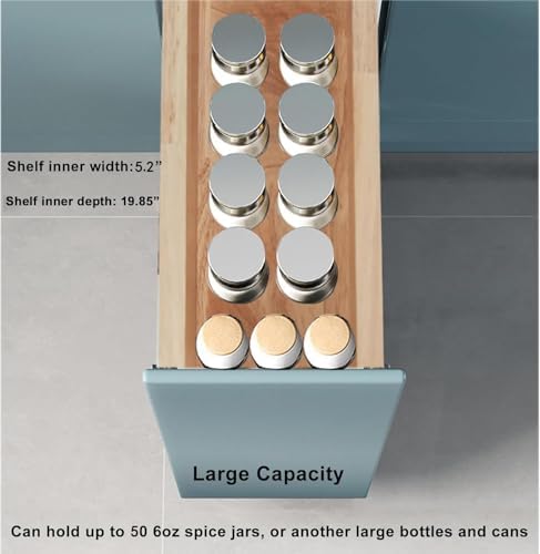 DINDON Pull Out Spice Rack Organizer for Cabinet, (6.5" W x 21.9" D x 25.2" H) Multi-Use Wood Pull Out Cabinet Organizer Slide Out Shelf Cabinet Storage for Kitchen, Pantry Organization