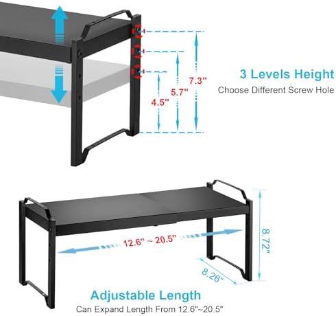 Expandable Cabinet Shelf Organizer, Adjustable kitchen Countertop Storage