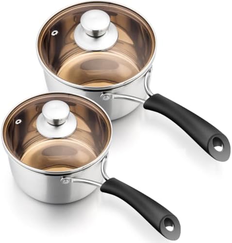 P&P CHEF 2 + 3 Quart Sauce Pan With Lid, Small Pot Saucepan, 2 Pcs