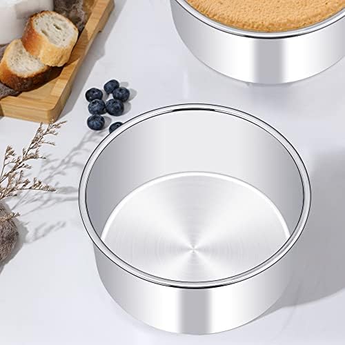 TeamFar 6 Inch Cake Pan, 6” x 3” Stainless Steel Round Deep Cake Baking Pan