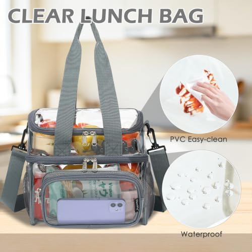 FlowFly Double Layer Cooler Insulated Lunch Bag Adult Lunch Box Large Tote Bag for Men, Women, With Adjustable Strap,Front Pocket and Dual Large Mesh Side Pockets