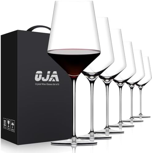 OJA Wine Glasses Set, Crystal Red Hand Blown Wine Glass, Set of 6, 17 oz