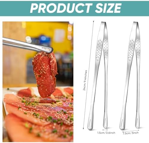 meekoo 6 Pcs Stainless Steel Korean BBQ Grill Tongs