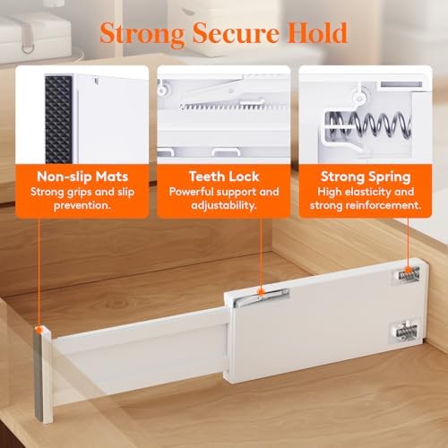 Lifewit 4" High Upgrade Drawer Divider, Adjustable Drawer Organizer Clothes