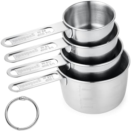 -BINGBING- Measuring Cups of 4, Stainless Steel Measuring Cups, Stackable