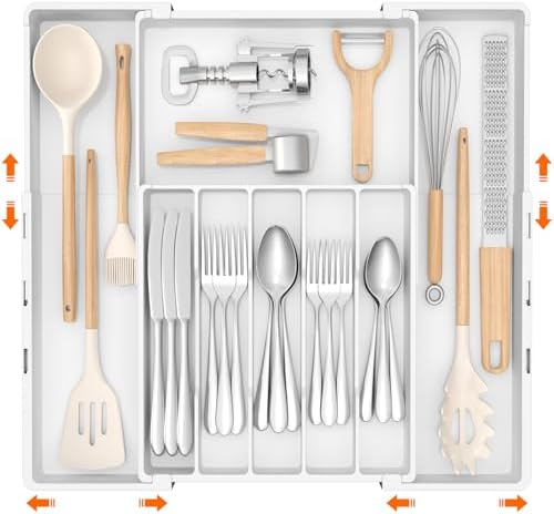Lifewit Expandable Silverware Drawer Organizer, Utensil Tray for Kitchen