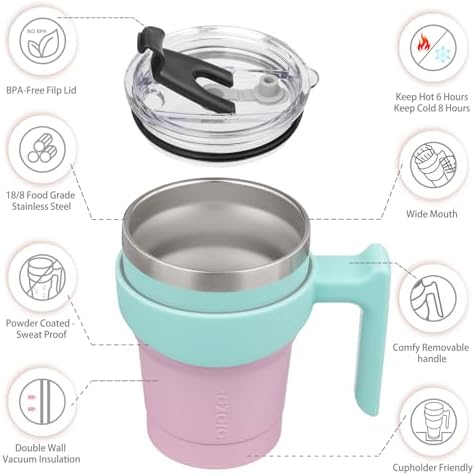 BJPKPK 10 oz Mini Tumbler with Lid, Straw & Handle, Insulated Steel Cup