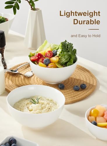 22 OZ White Ceramic Bowls Set of 4, Soup Bowls for Kitchen