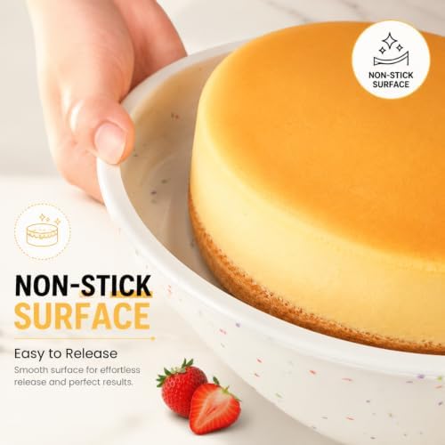 Vinino 10 Inch Silicone Cake Pan, 3 Pack Round Baking Mold with Metal Frame