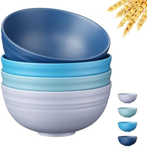 Quatish 4 PCS Cereal Bowls, Plastic Bowls, Small Snack Soup Kitchen Bowl