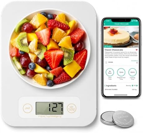 URAMAZ Smart Food Scale with Nutritional Calculator, Digital Kitchen Scale with Bluetooth App for Weight Loss, Food Weight Scale for Diet, Keto, Macro, Calories Counting, Tracking, 11lb