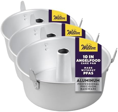 Wilton Aluminum Angel Food Tube Cake Pan - Natural Anodized Aluminum Baking Pan - Made Without PFAS - Will Not Rust - Offers Even Heating - 10 x 4 Inches(Pack of 3)