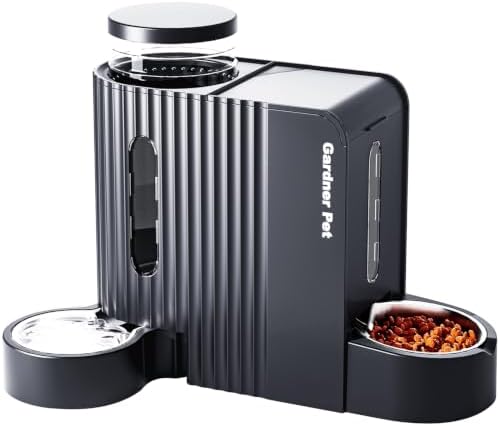 Gravity Automatic Cat Feeder, Water & Food Dispenser Set, Stainless Bowls