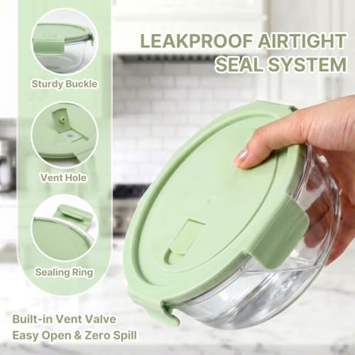 4 Pack Glass Meal Prep Containers, Glass Food Storage Containers with Airtight Lids, Leak Proof, Easy to Clean, Microwave, Dishwasher, Oven, and Freezer Safe