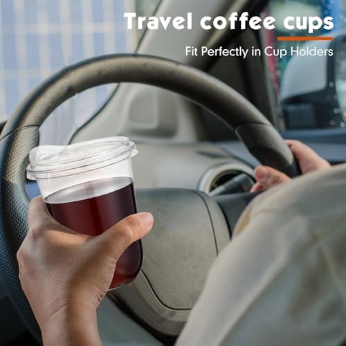 Baderke 500 Pcs Round Bottom Plastic Cups with Lids Clear Togo,16 Oz