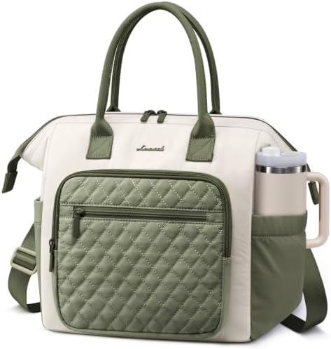 LOVEVOOK Lunch Bag Women,Puffy Insulated Lunch Box Women with Cup Holder