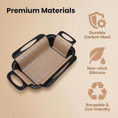 2-Pack 9x5 Nonstick Loaf Pan Set, Carbon Steel Bread Pan with Slings