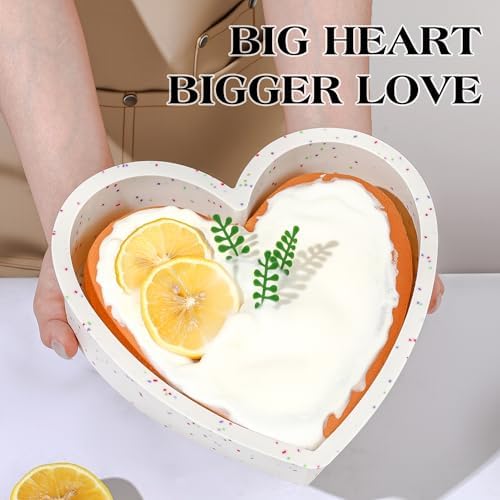 10 Inch Heart Shaped Cake Pans Silicone for Baking, 2 Pcs