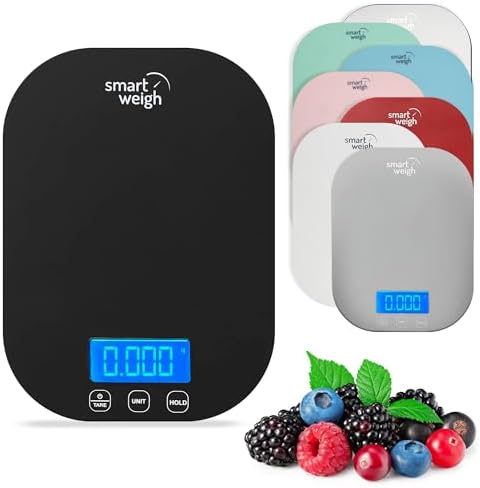 Smart Weigh Black Digital Kitchen Scale, 11 lb x 1g, Weight Loss Tracking