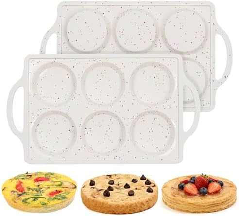 FUNBAKY Muffin Top Pan Non Stick, 3 Inch Metal Frame Silicone Egg Molds for breakfast sandwiches, Whoopie Pies, Egg Bites, English Muffins, 2 Pcs Confetti