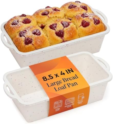 2 Pack Bread Loaf Pan 8.5 IN, Metal Reinforced Bread Pan Standard Size